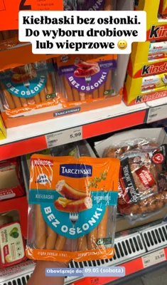 Kiełbaski wieprzowe bez osłonki Tarczyński promocja w Aldi