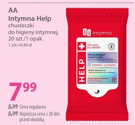 Chusteczki do higieny intymnej AA Intymna Help promocja w Hebe
