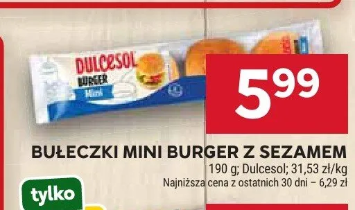 Bułeczki mini burger z sezamem Dulcesol promocja w Stokrotka