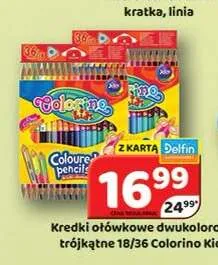Kredki ołówkowe dwukolorowe trójkątne 18/36 Colorino Kids promocja w Delfin
