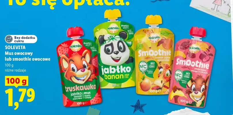 Mus owocowy Solevita jabłko banan promocja w Lidl