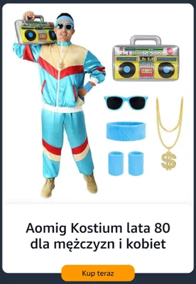 Aomig kostium lata 80 dla mężczyzn i kobiet promocja w Amazon