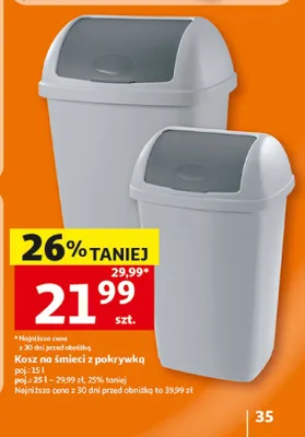 Kosz na śmieci z pokrywką Actuel 15 l promocja w Auchan