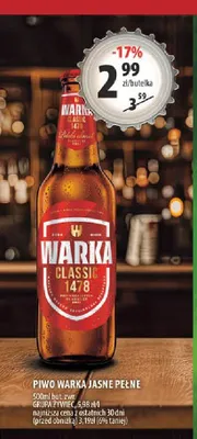 Piwo Warka Jasne Pełne promocja w Arhelan