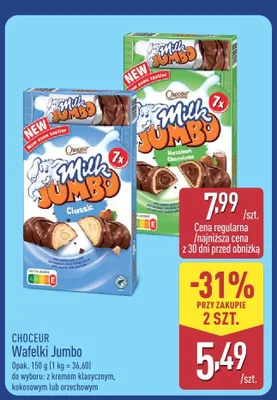 Wafelki Milk Jumbo Choceur z kremem kokosowym promocja w Aldi