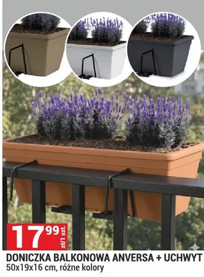 Doniczka balkonowa Anversa + uchwyt różne kolory promocja w Merkury Market