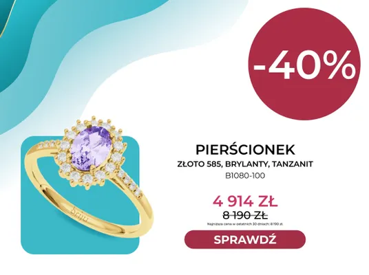 Pierścionek złoto 585 brylanty tanzanit B1080-100 Briju promocja w Briju