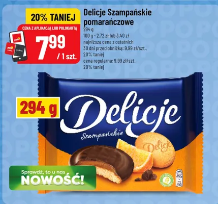 Ciastka Delicje Szampańskie pomarańczowe promocja w POLOmarket