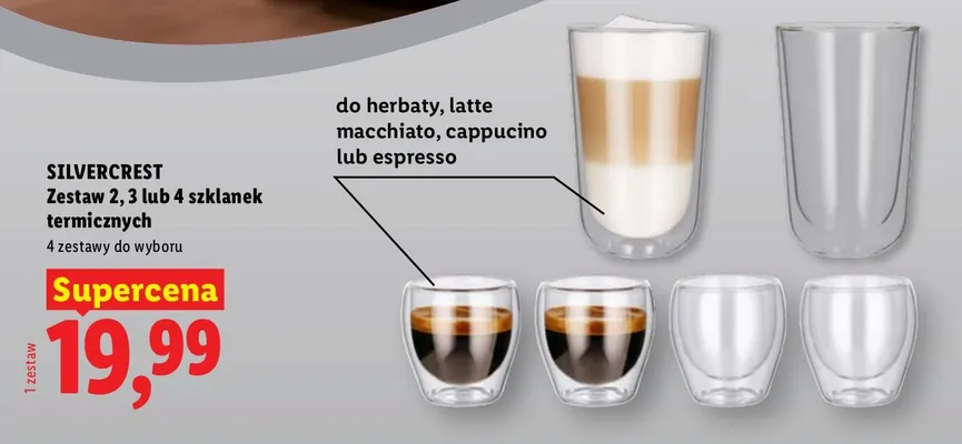 Zestaw 2, 3 lub 4 szklanek termicznych promocja w Lidl