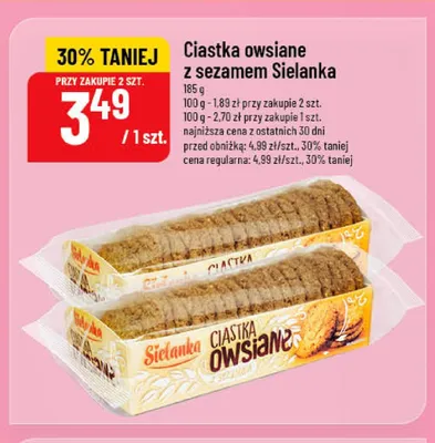 Ciastka owsiane z sezamem Sielanka promocja w POLOmarket