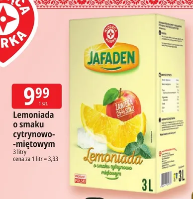Lemoniada o smaku cytrynowo-miętowym Jafaden promocja w Leclerc