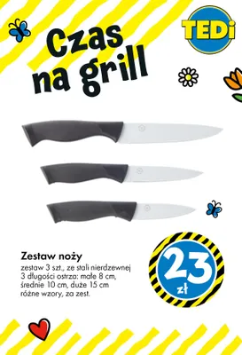 Zestaw noży ze stali nierdzewnej 3szt. promocja w Tedi