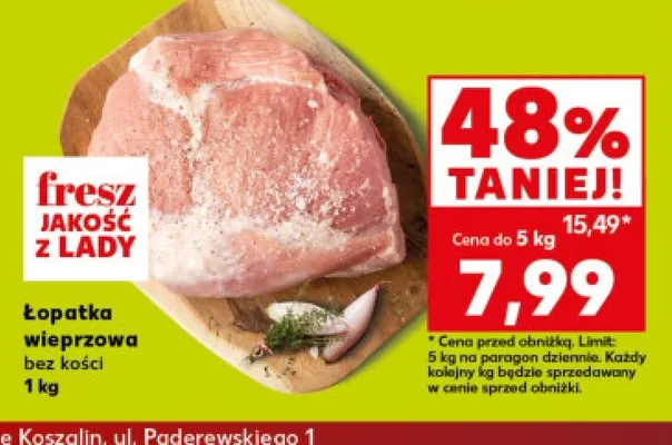 Łopatka wieprzowa bez kości promocja w Kaufland