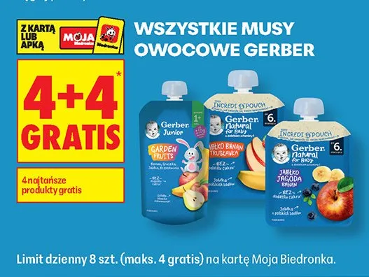 Musy owocowe Gerber promocja w Biedronka