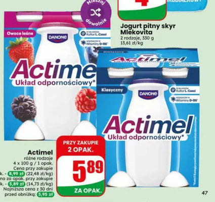 Napój jogurtowy Actimel Klasyczny 4-pak promocja w Dino