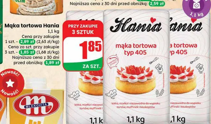Mąka tortowa typ 405 promocja w Dino