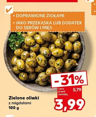Zielone oliwki z migdałami promocja w Kaufland