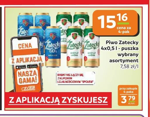 Piwo Zatecky Svetly Lezak 4-pak promocja w Społem Częstochowa