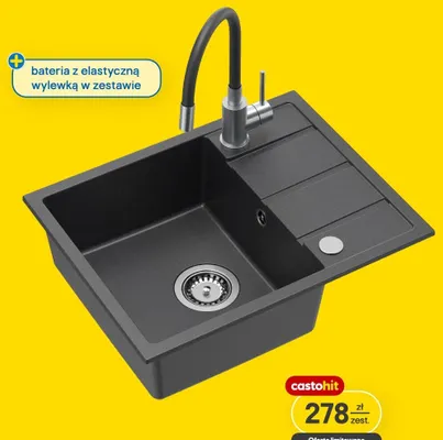 Zestaw zlew z baterią czarny promocja w Castorama