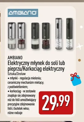 Elektryczny młynek do soli lub pieprzu Ambiano promocja w Aldi
