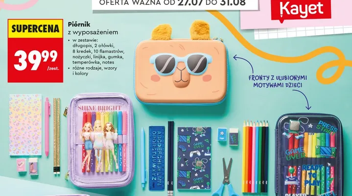 Piórnik z wyposażeniem Kayet promocja w Biedronka