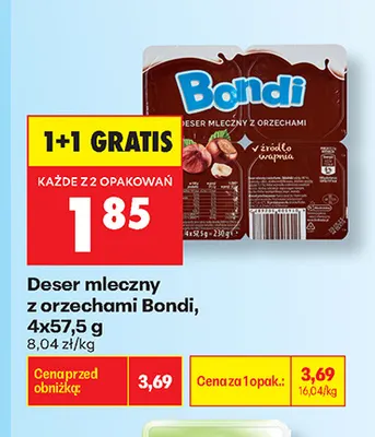 Deser mleczny z orzechami Bondi 4-pak promocja w Biedronka