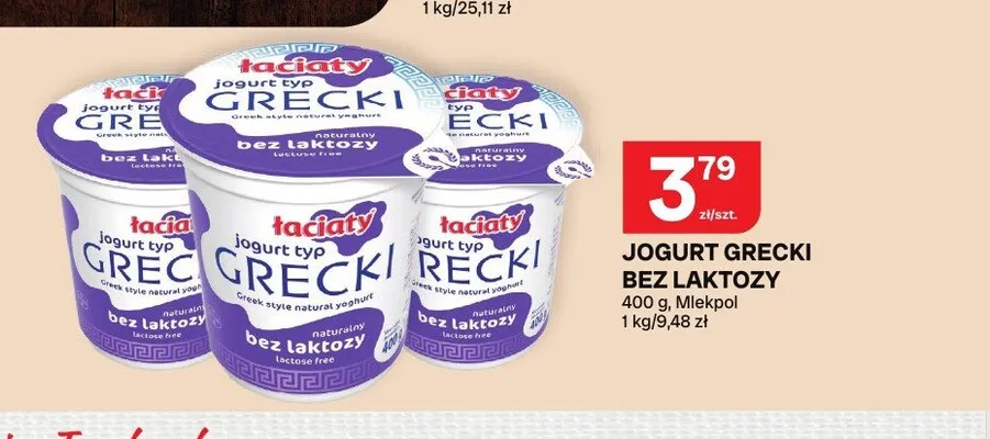 Jogurt grecki bez laktozy Łaciaty promocja w Chorten
