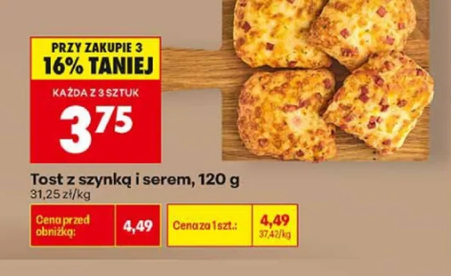 Tost z szynką i serem promocja w Biedronka