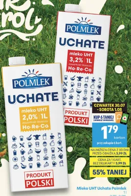 Mleko UHT Uchate Polmlek 3,2% promocja w Delikatesy Centrum