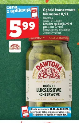 Ogórki konserwowe luksusowe Dawtona promocja w TOPAZ