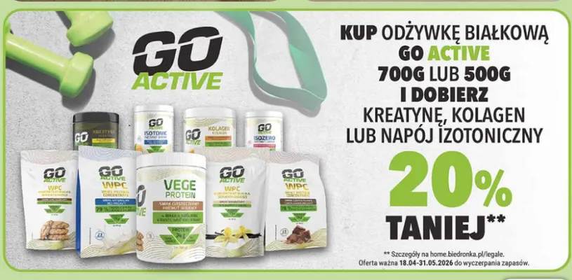 Odżywka białkowa 700g lub 500g i odbierz kreatynę, kolagen lub napój izotoniczny 20% taniej promocja w Biedronka