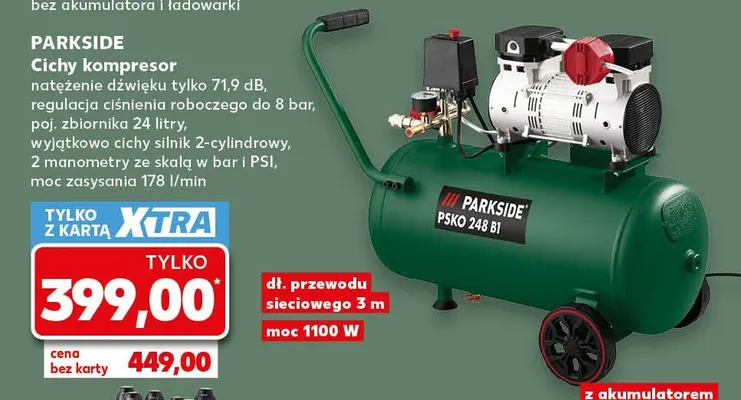 Cichy kompresor Psko 248 B1 Parkside promocja w Kaufland