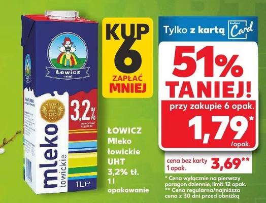 Mleko łowickie UHT 3,2% tł. promocja w Kaufland