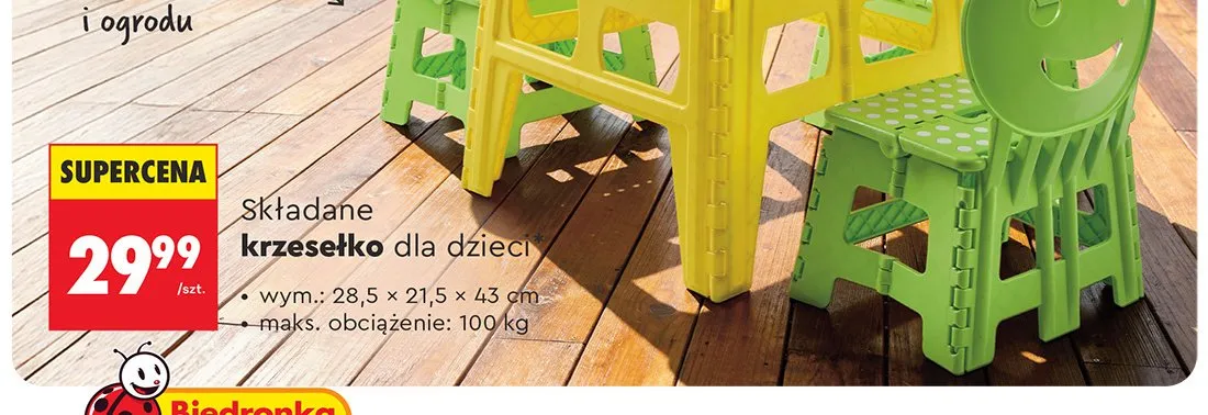 Składane krzesełko dla dzieci wym. 28,5x21,5x43cm promocja w Biedronka