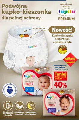 Pieluchomajtki Lupilu Premium promocja w Lidl