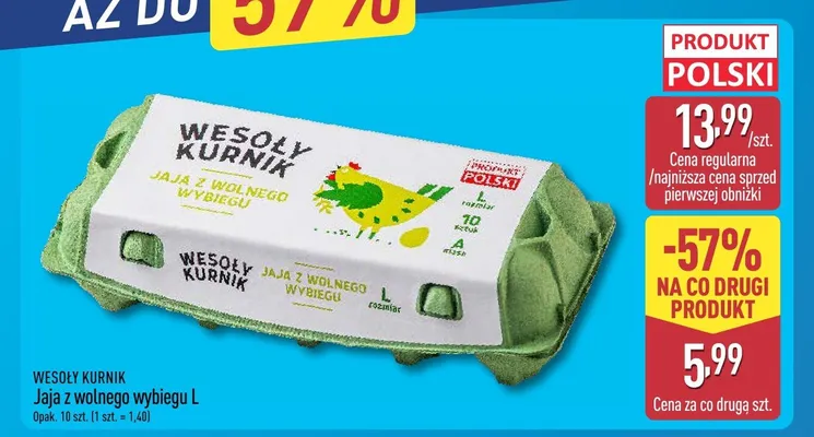 Jaja z wolnego wybiegu L Wesoły Kurnik promocja w Aldi