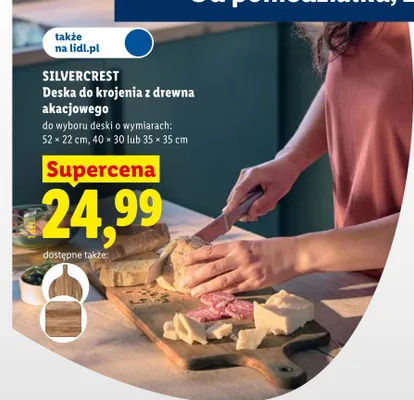 Deska do krojenia z drewna akacjowego Silvercrest promocja w Lidl