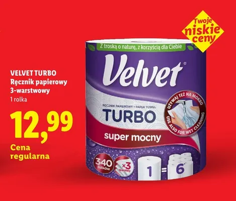 Ręcznik papierowy Velvet Turbo 3-warstwowy promocja w Lidl