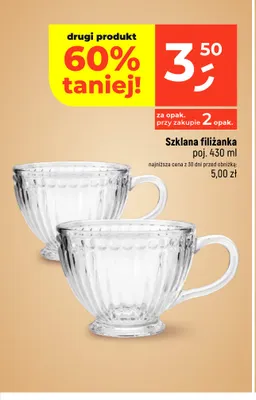 Szklana filiżanka 430 ml promocja w Dealz