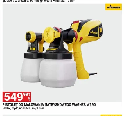 Pistolet do malowania natryskowego WAGNER W590 630W wydajność 500ml/1 min promocja w Merkury Market