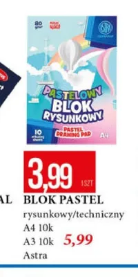 Blok pastel rysunkowy/techniczny Astra A4 10k promocja w Leclerc