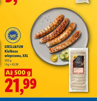 Kiełbasa wieprzowa XXL Grill & Fun promocja w Lidl