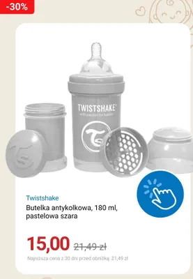 Butelka antykolkowa Twistshake pastelowa szara promocja w Smyk