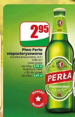 Piwo Perła Niepasteryzowana promocja w Dino