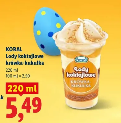 Lody koktajlowe krówka-kukułka promocja w Lidl