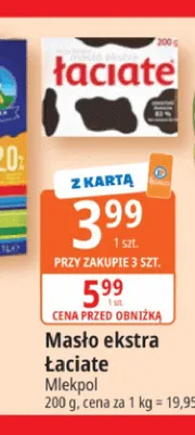Masło ekstra Łaciate Mlekpol promocja w Leclerc