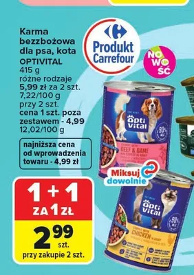 Karma bezzbożowa dla psa Carrefour Optivital Chicken promocja w Carrefour