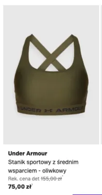 Stanik sportowy z średnim wsparciem Under Armour oliwkowy promocja w Lounge by Zalando