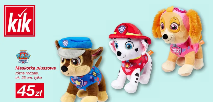 Maskotka pluszowa Marshall Paw Patrol promocja w KiK