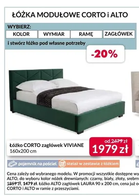 Łóżko modularne Corto zagłówek Viviane 160x200 cm promocja w Salony Agata